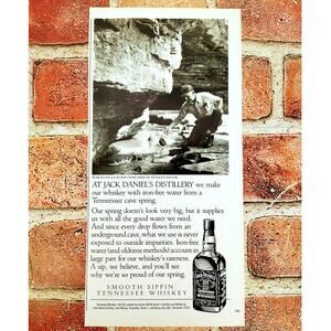 1988 Jack Daniels Whiskey Made w/ iron-free water Tennessee cave Retro‎ PRINT AD
